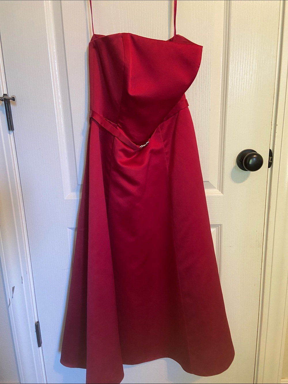 Michaelangelo Red A-Line Strapless Prom Dress